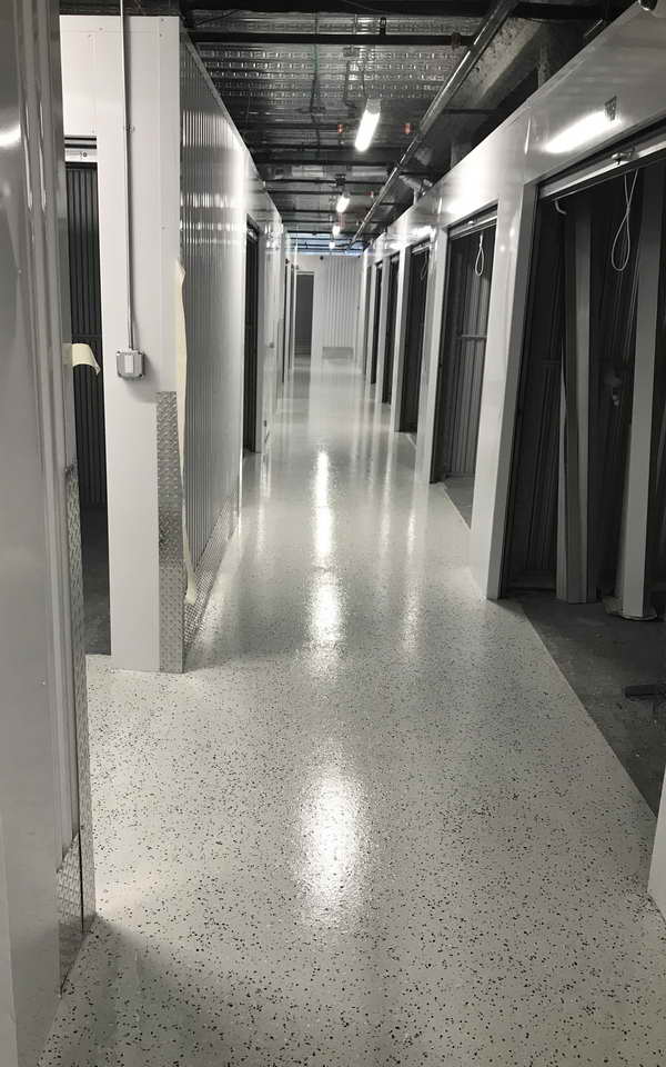 epoxy floor coating random flake storage