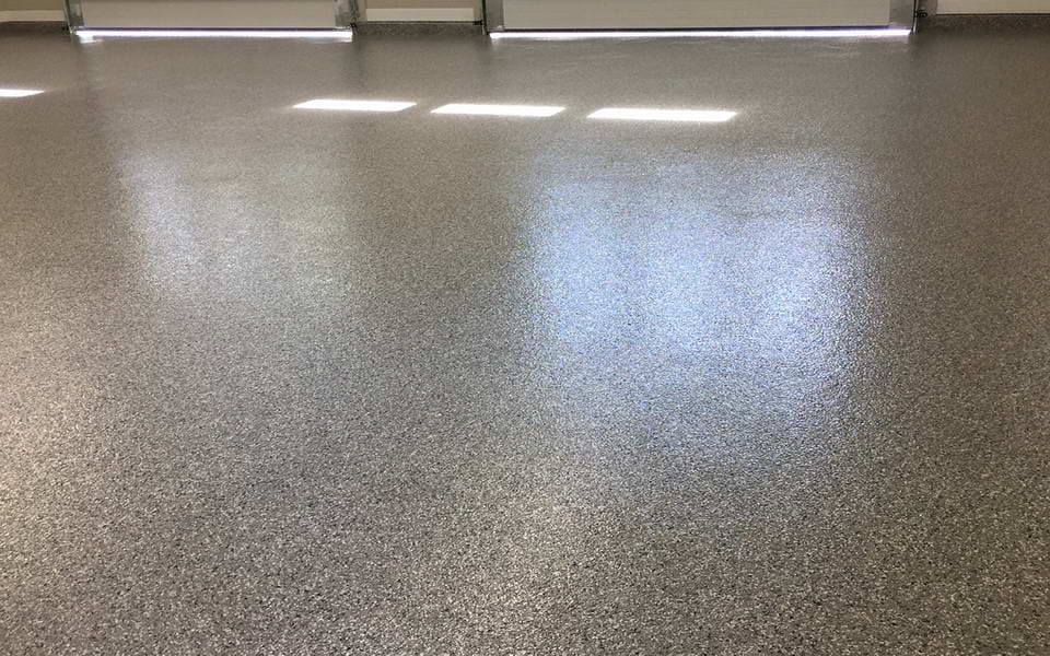 garage floor coating double broadcast random flakes