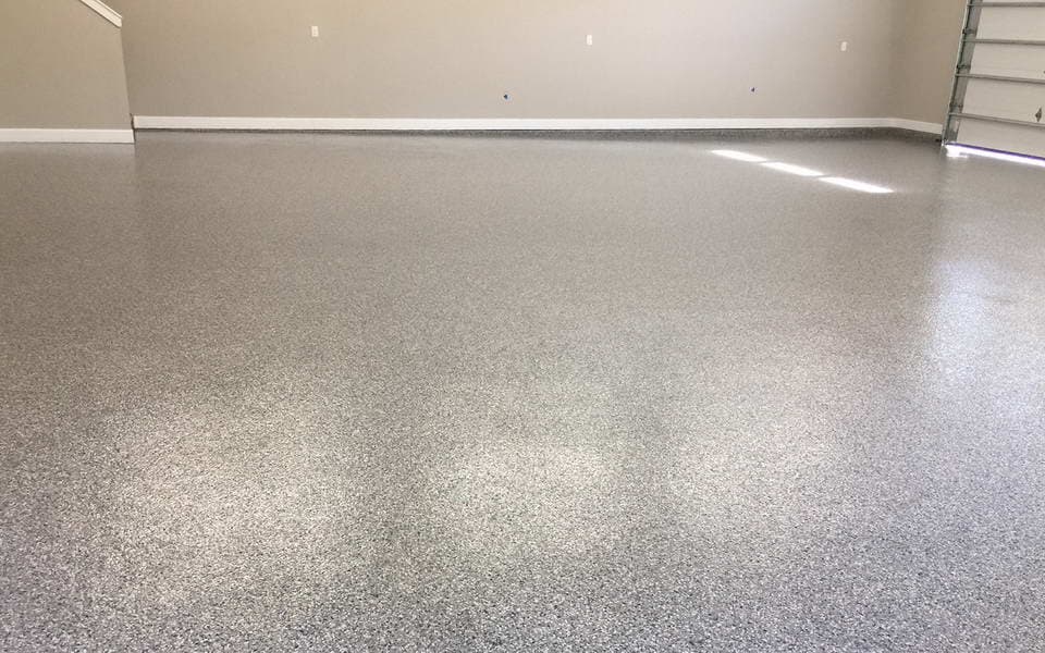 garage floor coating double broadcast random flakes