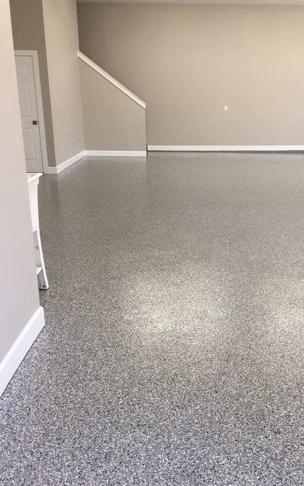 garage floor coating double broadcast random flakes