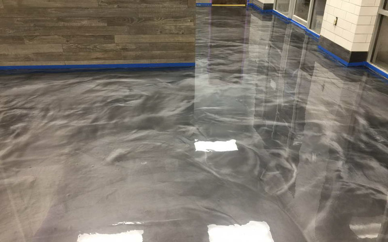 Various metallic epoxy design patterns and effects